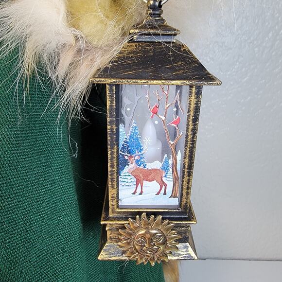 Old World Christmas Santa 24" Tree Table Topper Real Fur Lantern Works Vintage - Picture 2 of 16